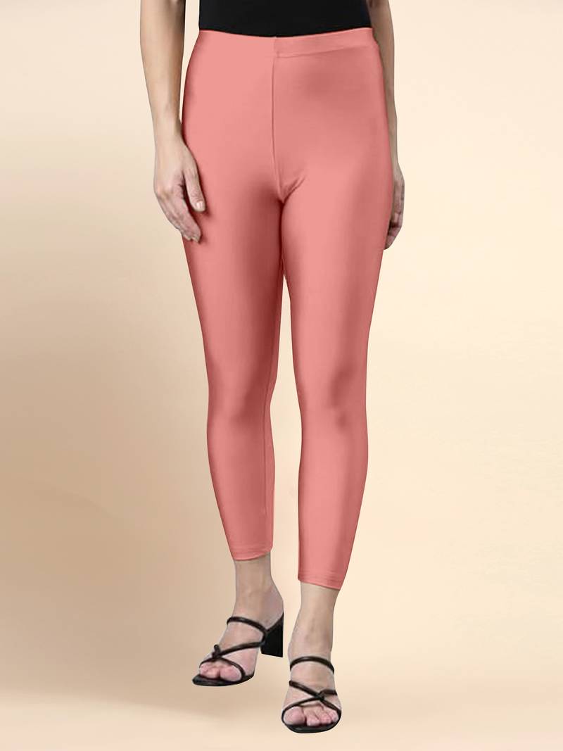 LightPink Microfiber elastane stretch soft cropped leggings with ultrasoft waistband