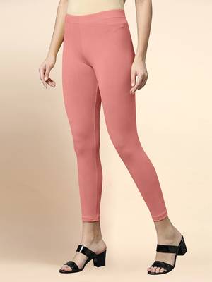 LightPink Microfiber elastane stretch soft cropped leggings with ultrasoft waistband 2