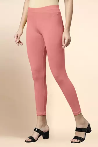 LightPink Microfiber elastane stretch soft cropped leggings with ultrasoft waistband