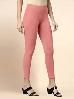 LightPink Microfiber elastane stretch soft cropped leggings with ultrasoft waistband 3