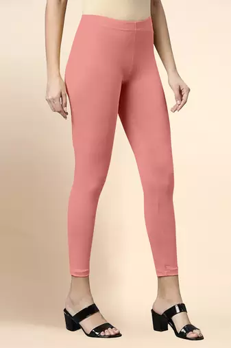 LightPink Microfiber elastane stretch soft cropped leggings with ultrasoft waistband