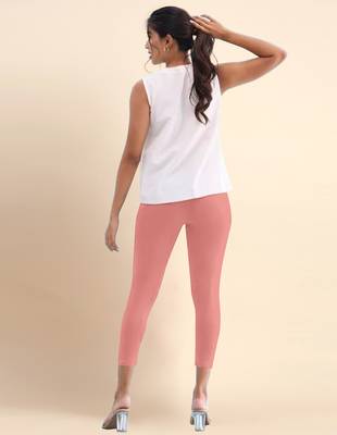 LightPink Microfiber elastane stretch soft cropped leggings with ultrasoft waistband 4