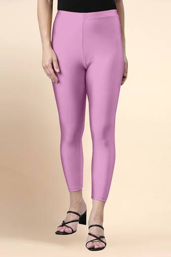 Lilac Microfiber elastane stretch soft cropped leggings with ultrasoft waistband