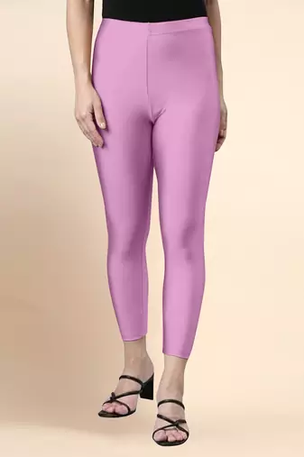 Lilac Microfiber elastane stretch soft cropped leggings with ultrasoft waistband