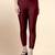 Maroon Microfiber elastane stretch soft cropped leggings with ultrasoft waistband