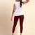 Maroon Microfiber elastane stretch soft cropped leggings with ultrasoft waistband
