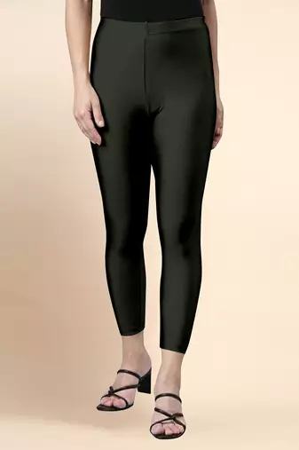 Mehndi Microfiber elastane stretch soft cropped leggings with ultrasoft waistband