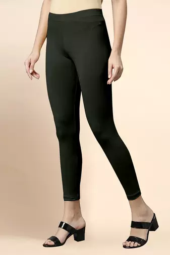 Mehndi Microfiber elastane stretch soft cropped leggings with ultrasoft waistband