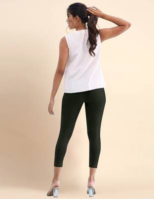 Mehndi Microfiber elastane stretch soft cropped leggings with ultrasoft waistband 4