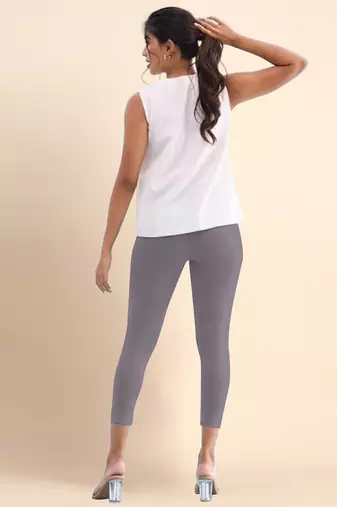 Mud Microfiber elastane stretch soft cropped leggings with ultrasoft waistband