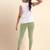 OliveGreen Microfiber elastane stretch soft cropped leggings with ultrasoft waistband