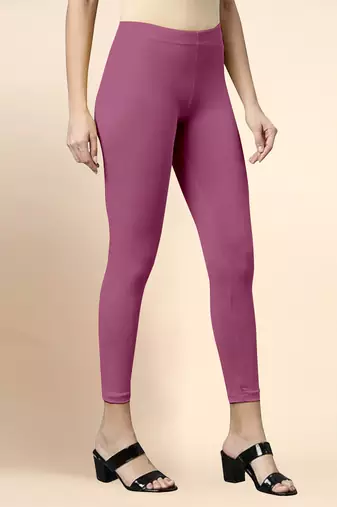 OnionPink Microfiber elastane stretch soft cropped leggings with ultrasoft waistband