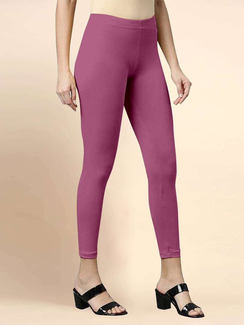 OnionPink Microfiber elastane stretch soft cropped leggings with ultrasoft waistband