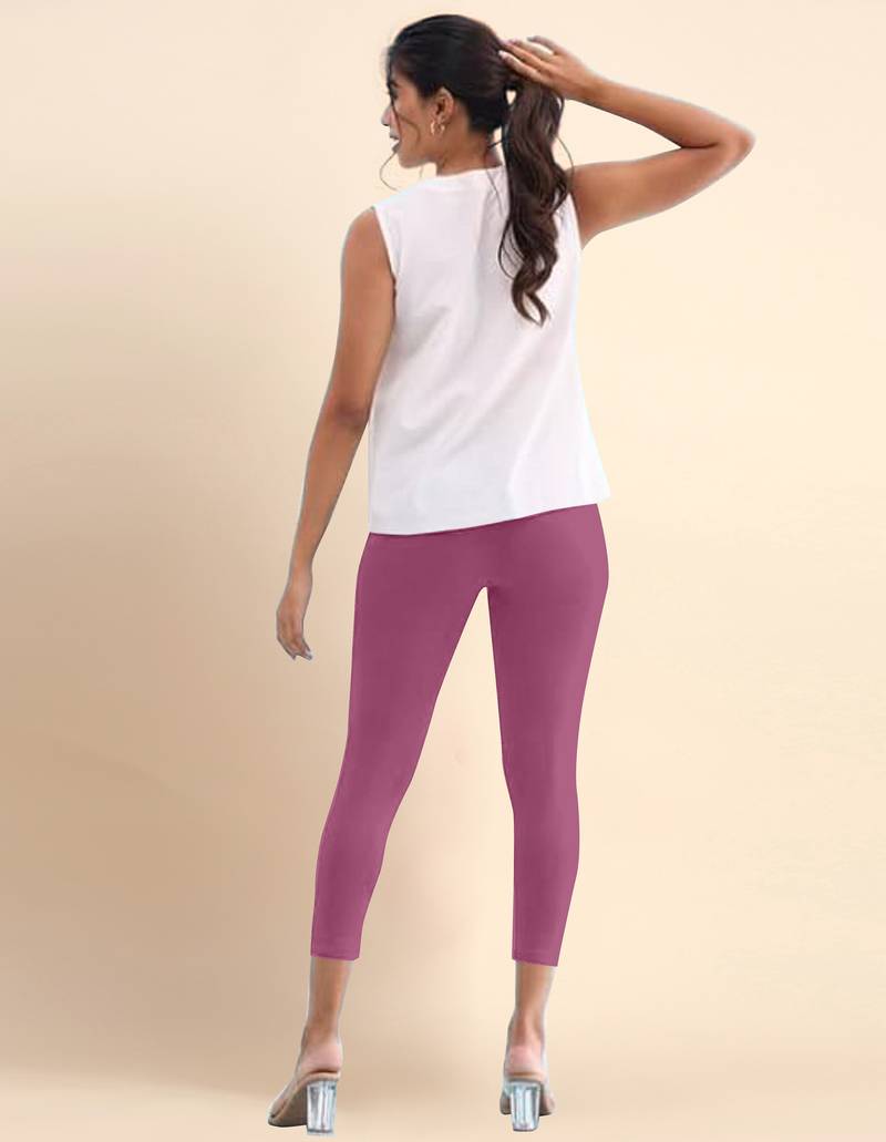 OnionPink Microfiber elastane stretch soft cropped leggings with ultrasoft waistband