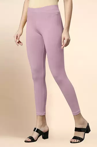 OrchidPink Microfiber elastane stretch soft cropped leggings with ultrasoft waistband