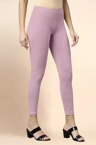 OrchidPink Microfiber elastane stretch soft cropped leggings with ultrasoft waistband