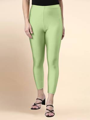 PaleGreen Microfiber elastane stretch soft cropped leggings with ultrasoft waistband 1