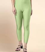 PaleGreen Microfiber elastane stretch soft cropped leggings with ultrasoft waistband