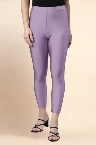 PalePurple Microfiber elastane stretch soft cropped leggings with ultrasoft waistband