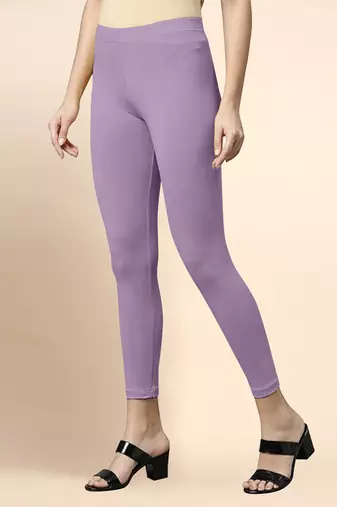 PalePurple Microfiber elastane stretch soft cropped leggings with ultrasoft waistband