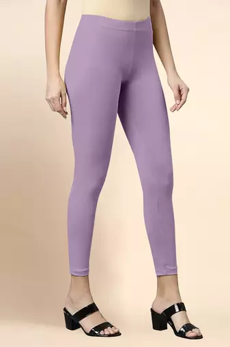 PalePurple Microfiber elastane stretch soft cropped leggings with ultrasoft waistband