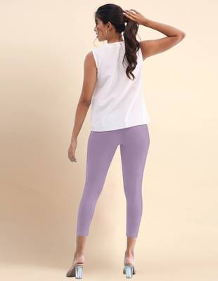 PalePurple Microfiber elastane stretch soft cropped leggings with ultrasoft waistband 4