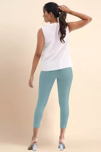 SageGreen Microfiber elastane stretch soft cropped leggings with ultrasoft waistband