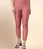 SalmonPink Microfiber elastane stretch soft cropped leggings with ultrasoft waistband