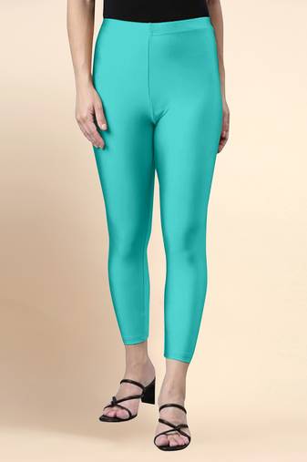 SeaGreen Microfiber elastane stretch soft cropped leggings with ultrasoft waistband