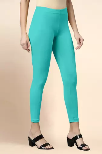 SeaGreen Microfiber elastane stretch soft cropped leggings with ultrasoft waistband