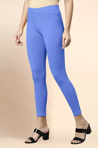 SkyBlue Microfiber elastane stretch soft cropped leggings with ultrasoft waistband