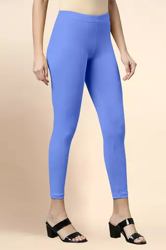 SkyBlue Microfiber elastane stretch soft cropped leggings with ultrasoft waistband