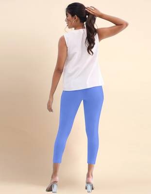 SkyBlue Microfiber elastane stretch soft cropped leggings with ultrasoft waistband 4