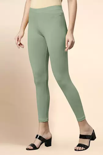 SteelGreen Microfiber elastane stretch soft cropped leggings with ultrasoft waistband