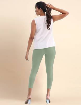 SteelGreen Microfiber elastane stretch soft cropped leggings with ultrasoft waistband 4