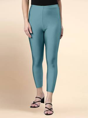 Teal Microfiber elastane stretch soft cropped leggings with ultrasoft waistband 1