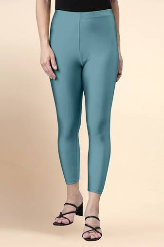 Teal Microfiber elastane stretch soft cropped leggings with ultrasoft waistband