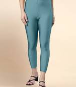 Teal Microfiber elastane stretch soft cropped leggings with ultrasoft waistband