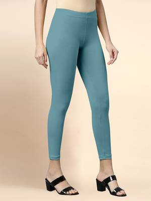 Teal Microfiber elastane stretch soft cropped leggings with ultrasoft waistband 3