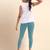 Teal Microfiber elastane stretch soft cropped leggings with ultrasoft waistband