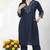 Navy embroidered rayon kurta Pant