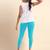 Turquoise Microfiber elastane stretch soft cropped leggings with ultrasoft waistband