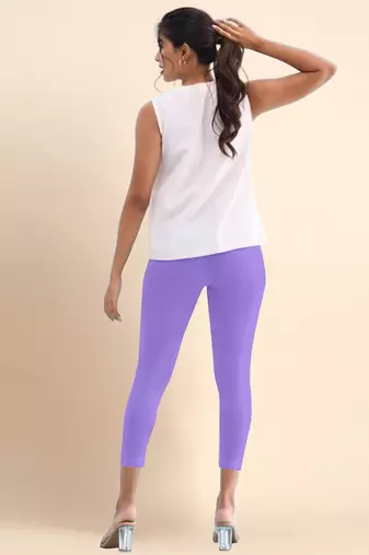 WaveBlue Microfiber elastane stretch soft cropped leggings with ultrasoft waistband