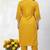 Yellow embroidered rayon kurta Pant
