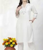 White embroidered rayon kurta Pant