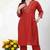 Red embroidered rayon kurta Pant