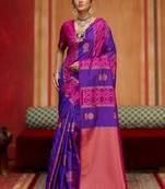 purple silk blend blend saree with blouse piece