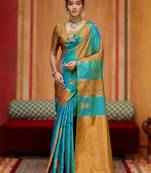 bule silk blend blend saree with blouse piece