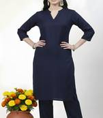 Navy plain rayon kurta Pant