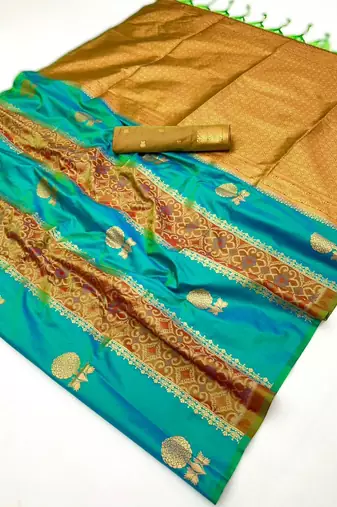 bule silk blend blend saree with blouse piece